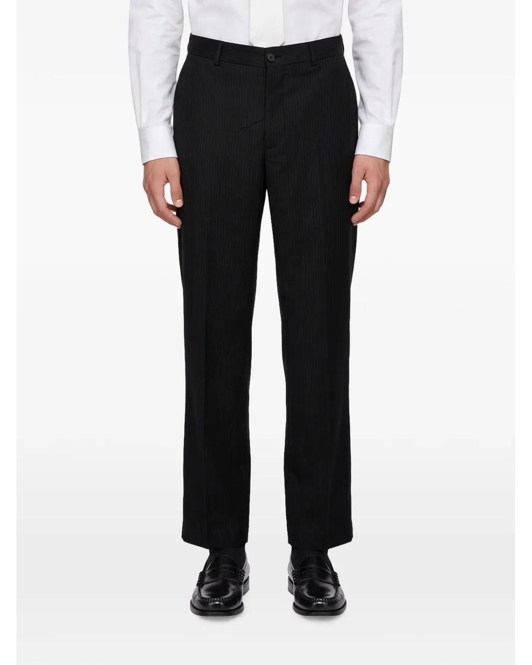 Another Aspect Black Pinstripe-Pattern Trousers for men