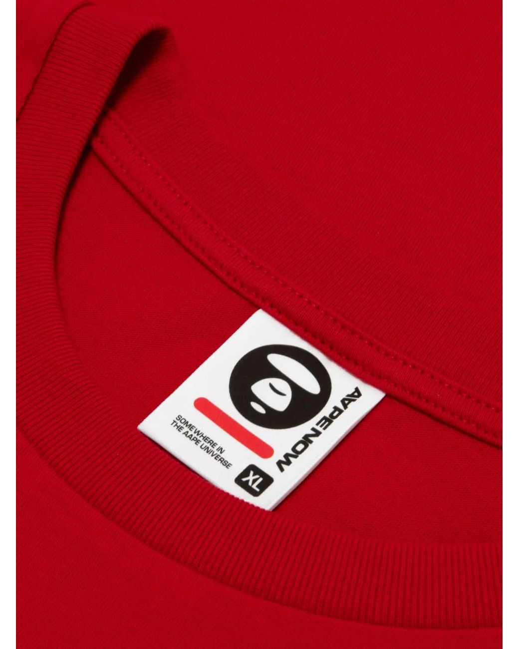 Aape By A Bathing Ape Red Logo-Patch T-Shirt for men
