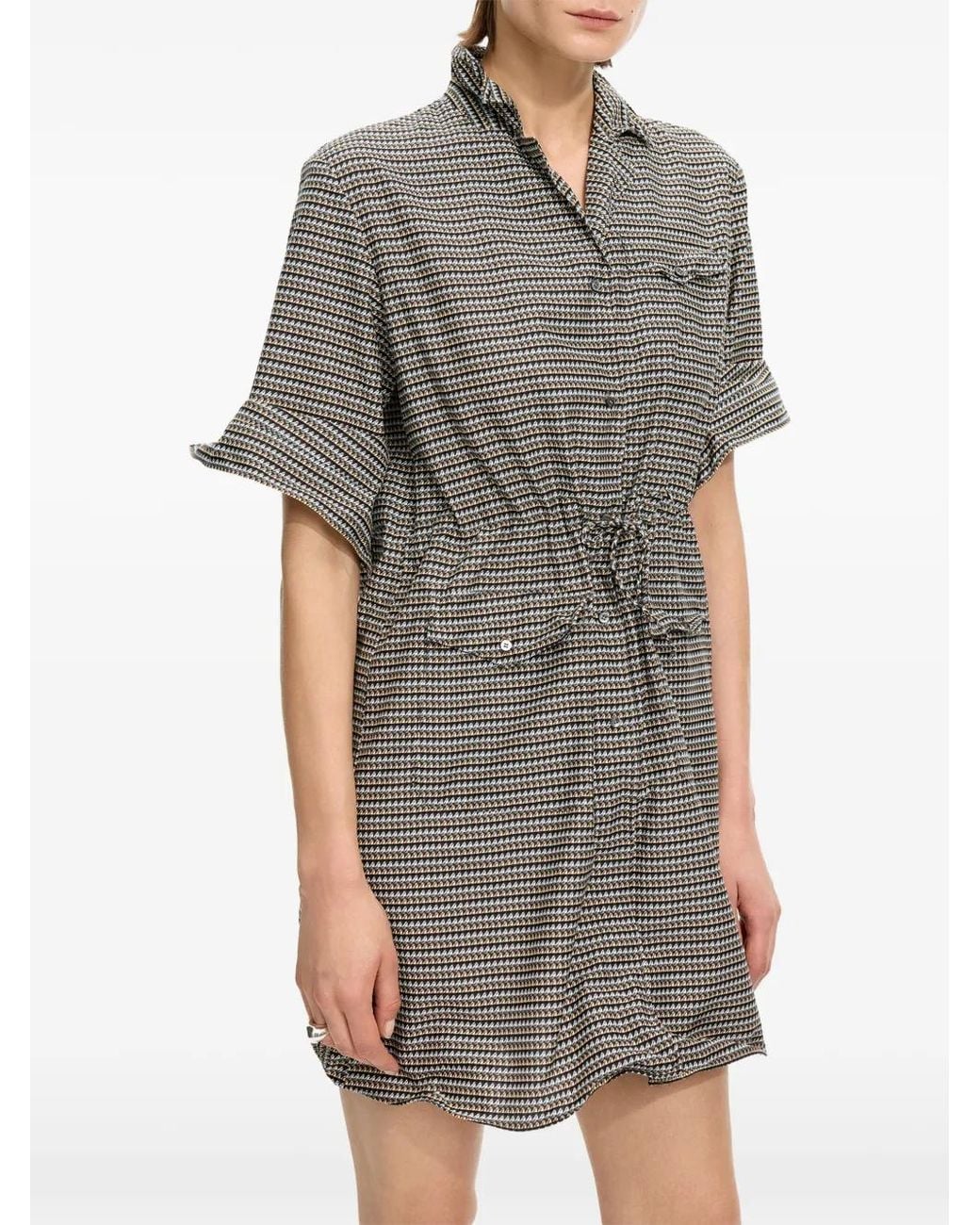 JNBY Gray Geometric-Print Mini Dress