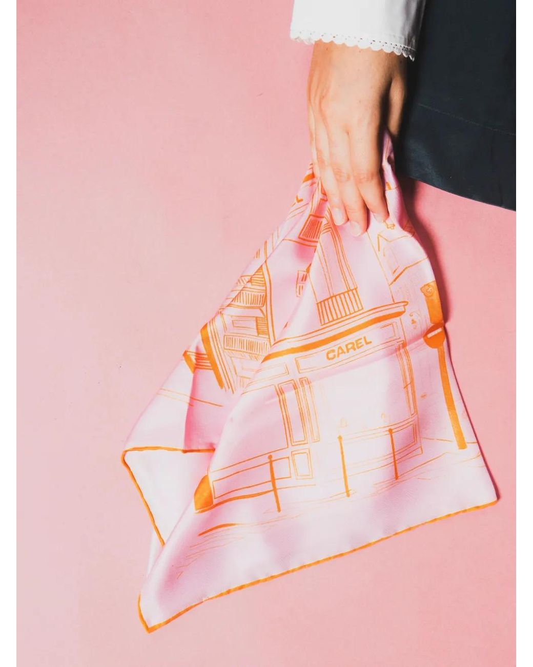 CAREL PARIS Pink Marais Silk Scarf