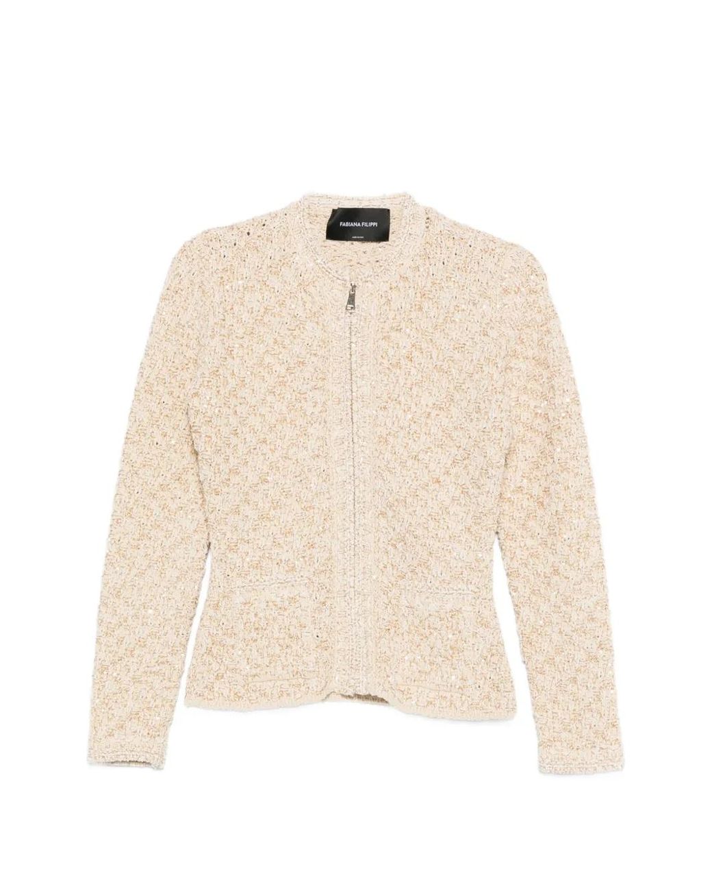 Fabiana Filippi Natural Zip-Up Fitted Jacket
