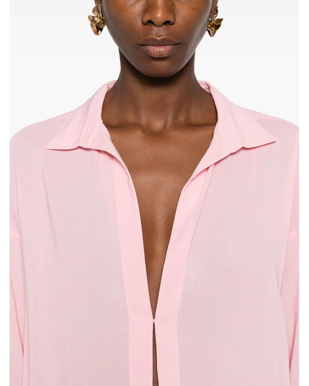 Philosophy Di Lorenzo Serafini Pink Crepe-Effect Texture Blouse