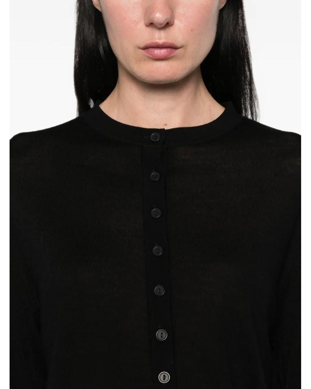 ViCOLO Black Button-Up Crew-Neck Sweater