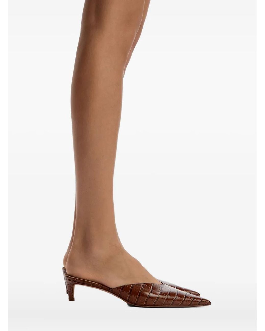 12 STOREEZ Brown 40Mm Crocodile-Embossed Pointed-Toe Mules