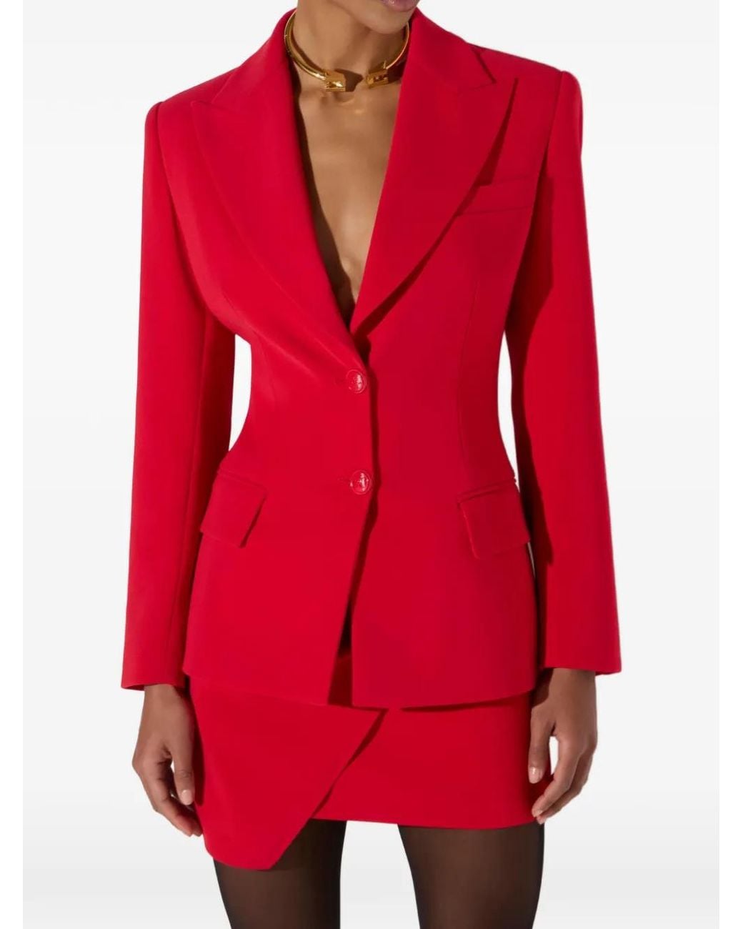 Elisabetta Franchi Red Lightweight Crêpe Jacket With Laces