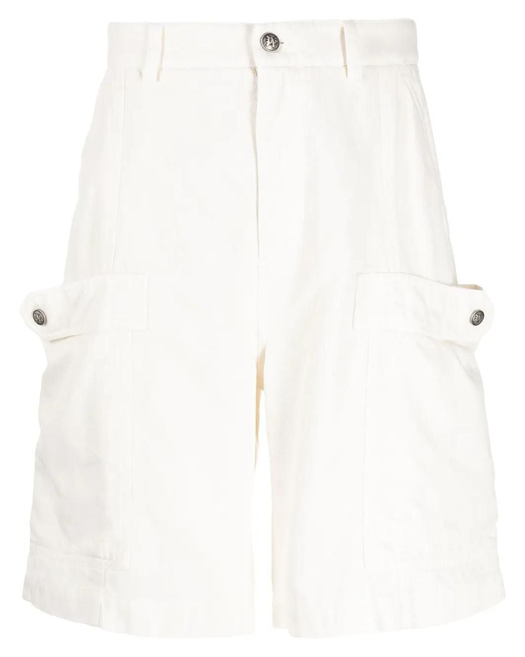Palm Angels White Lyocell-Cotton Blend Cargo Shorts for men