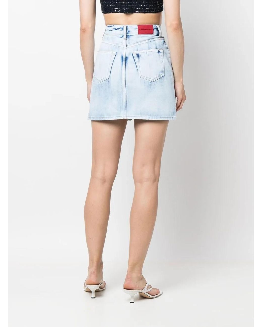 Alessandra Rich Blue High-Waisted Denim Skirt