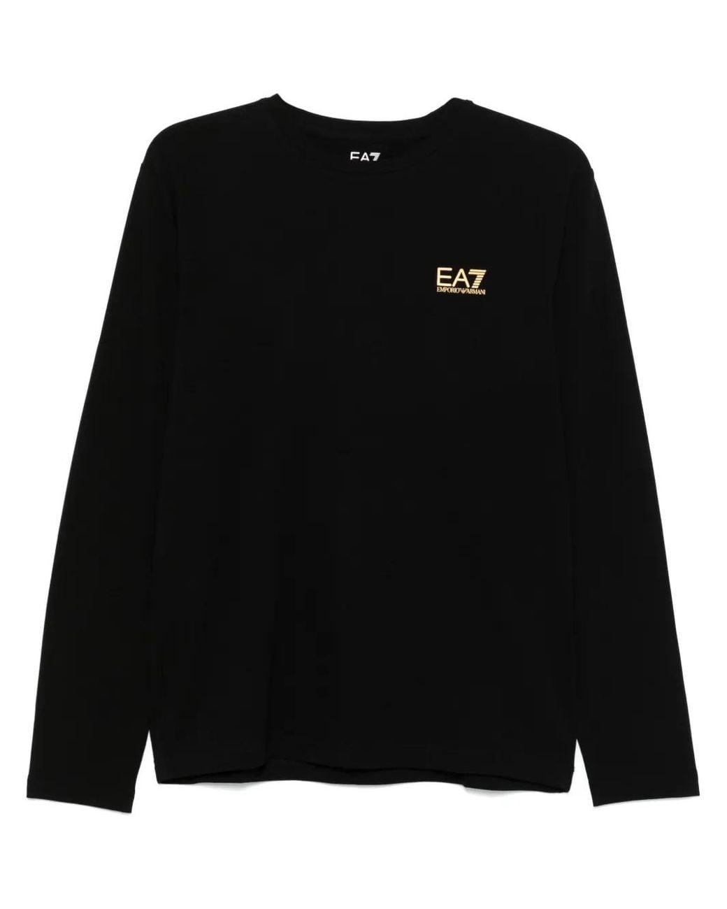 EA7 Black Logo-Print T-Shirt for men