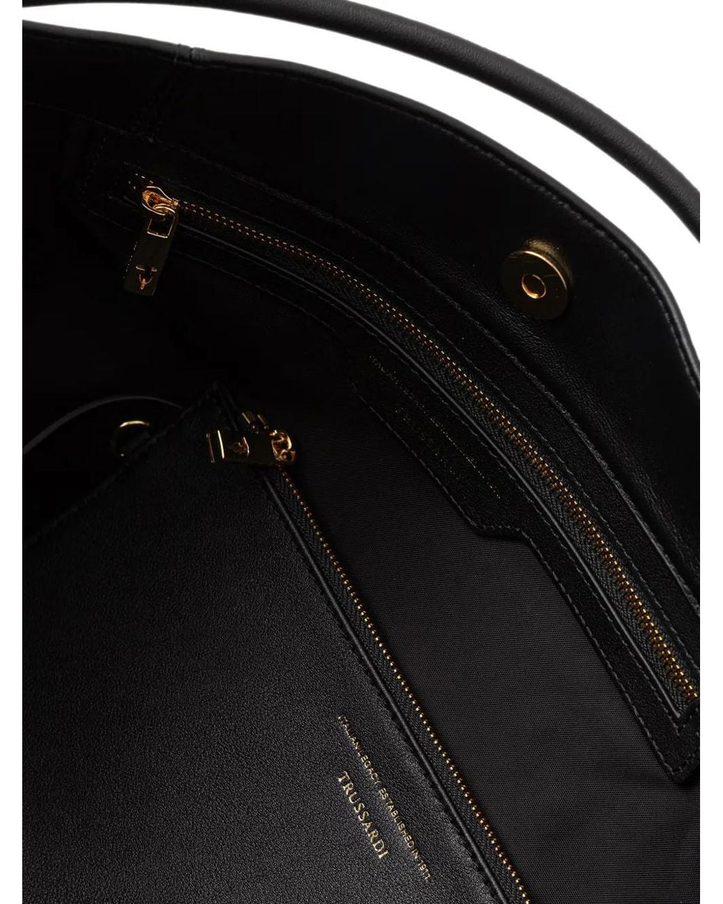 Trussardi Black Sac À Main Orbita À Logo Imprimé Et Détail De Pochette