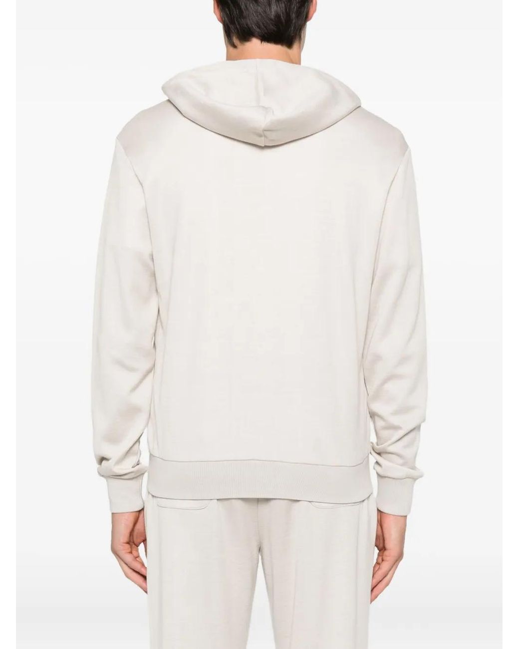 Eleventy White Full-Zip Hoodie for men
