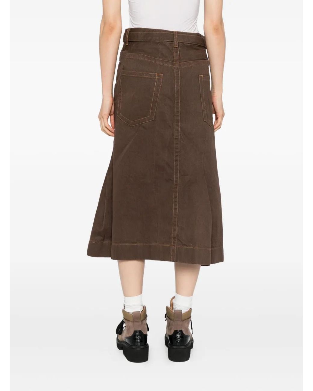 Sacai Brown Cotton Wrap Skirt