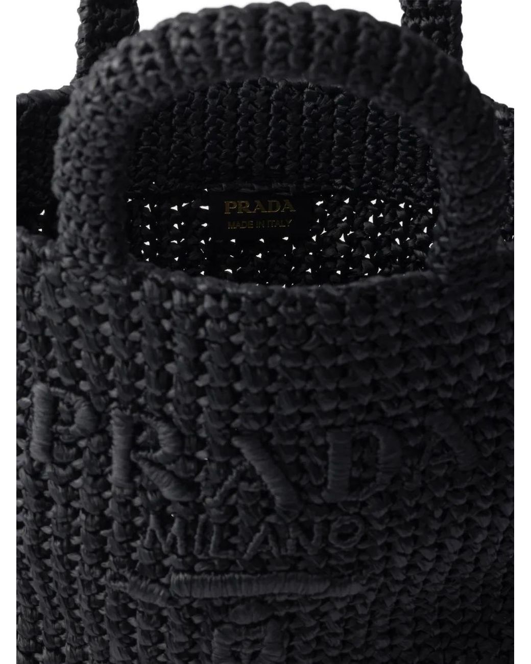 Prada Black Small Crochet Tote Bag