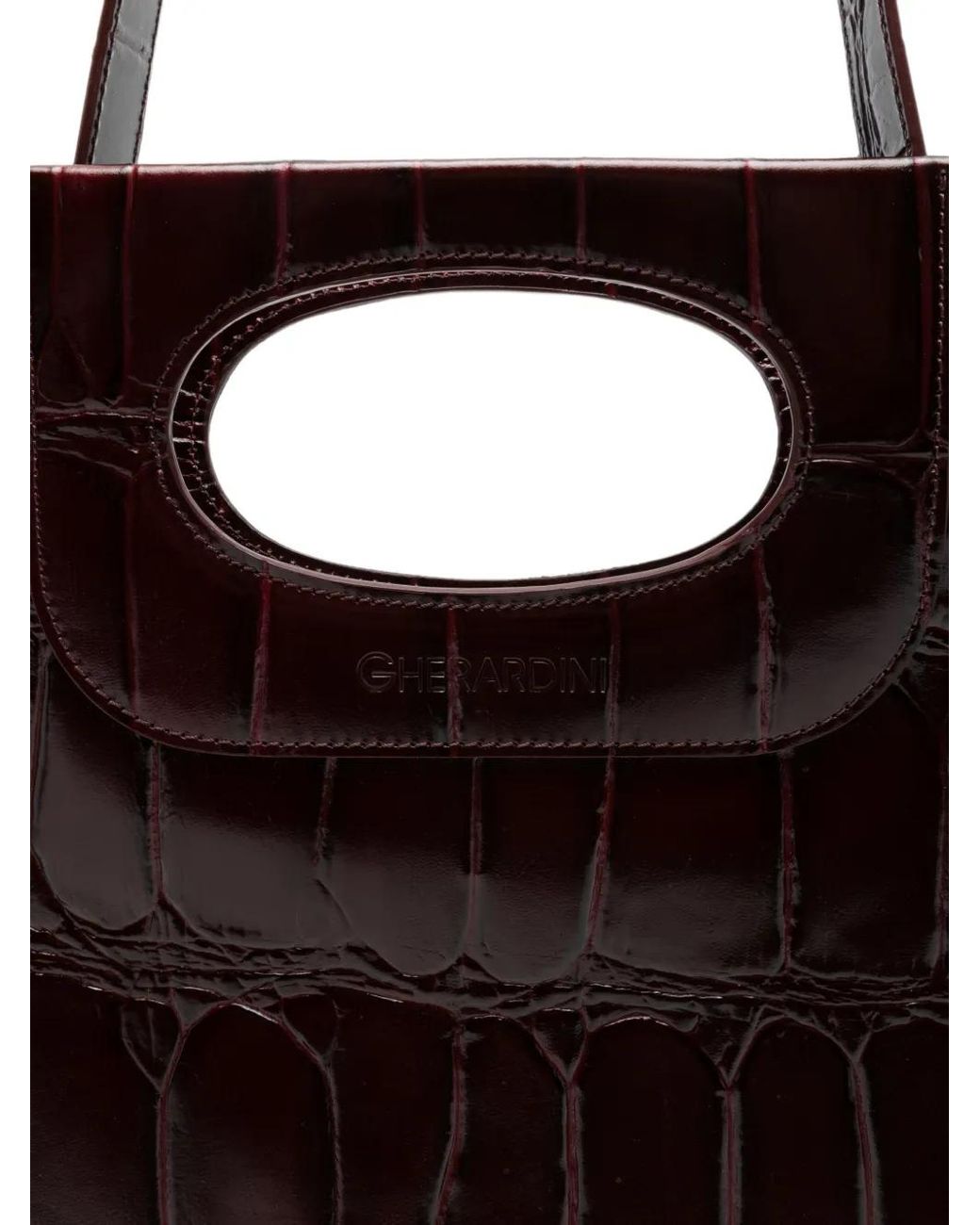 Gherardini White Piattina Croc-Effect Tote Bag