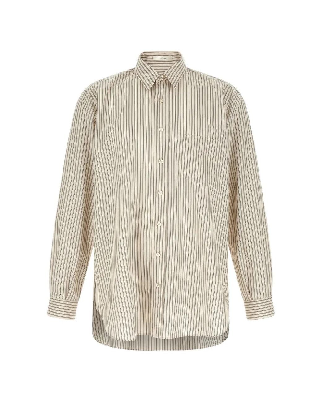The Row White Kardiff Striped Cotton Shirt for men