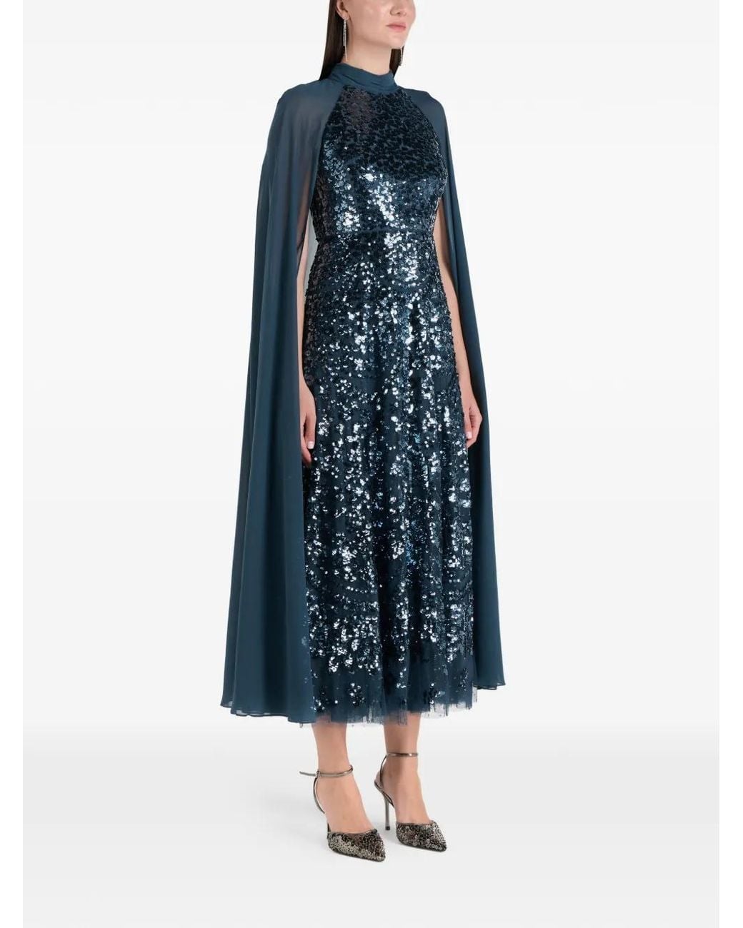 Needle & Thread Blue Chandelier Sequin Midi Dress