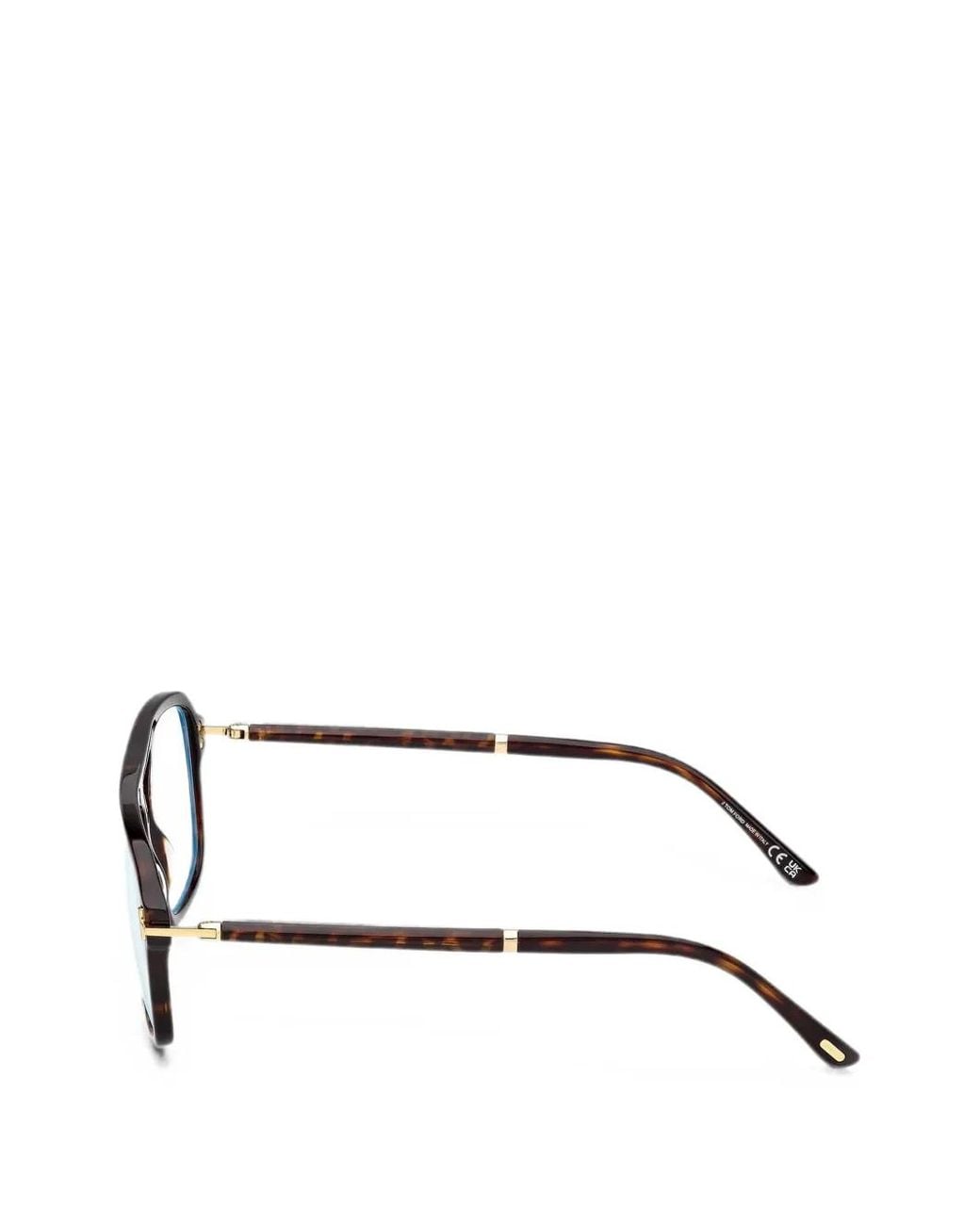 Tom Ford Black Tortoiseshell-Effect Pilot-Frame Glasses for men