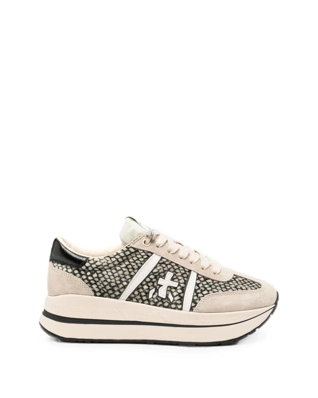 Premiata White Snakeskin-Effect Sneakers