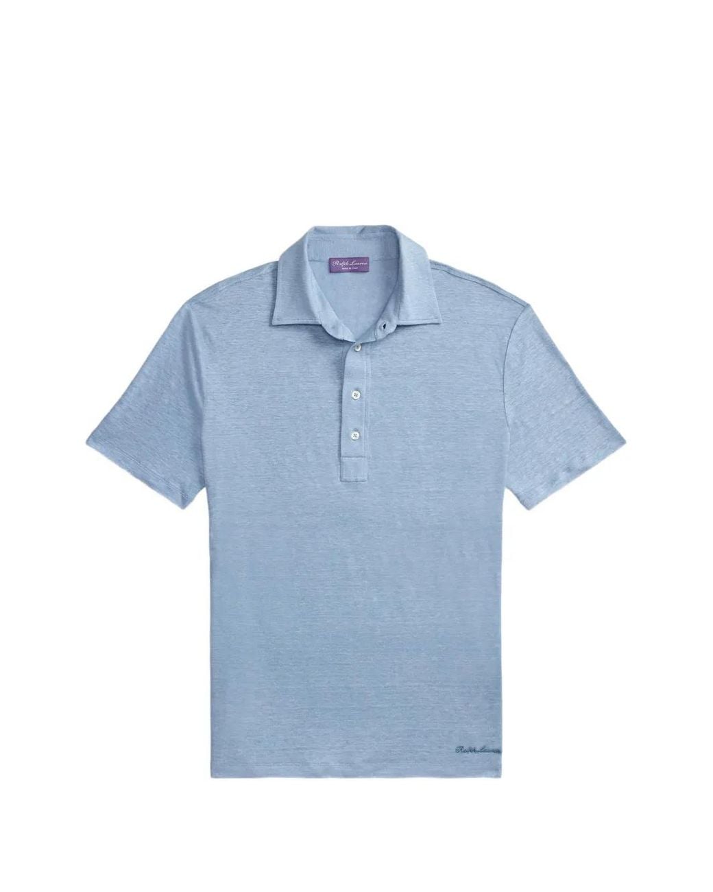 Ralph Lauren Blue Linen Jersey Polo Shirt for men