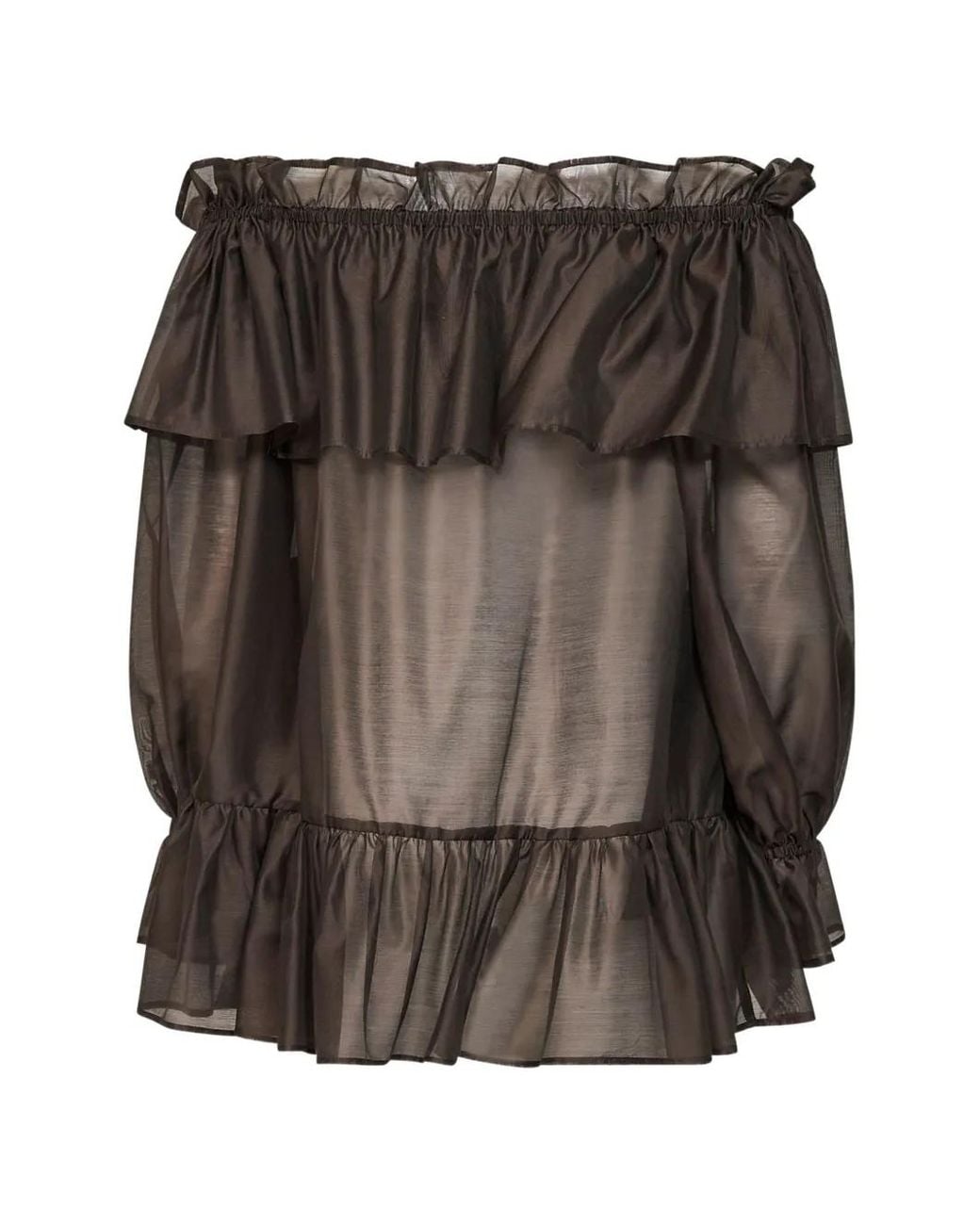 Blanca Vita Black Ruffled Off-The-Shoulder Blouse