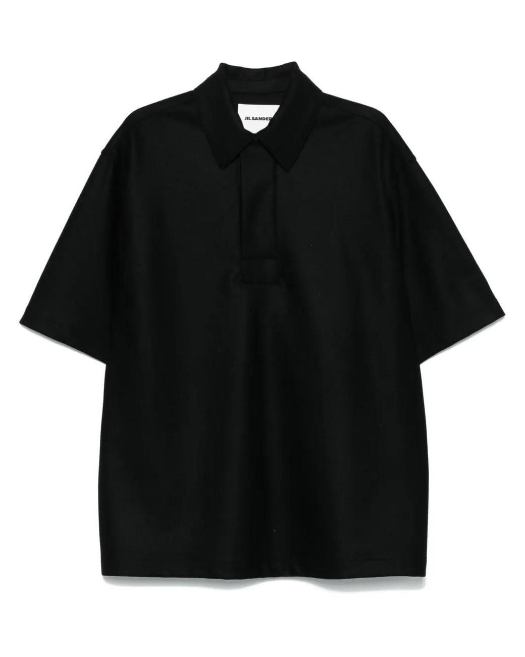 Jil Sander Black Wool Polo Shirt for men