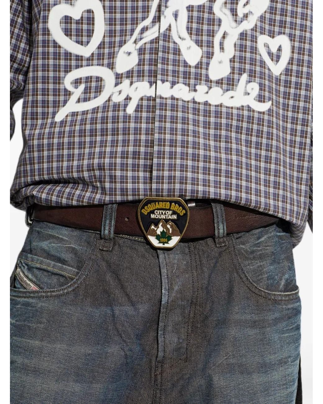 DSquared² Brown Ceinture En Cuir À Plaque Logo for men