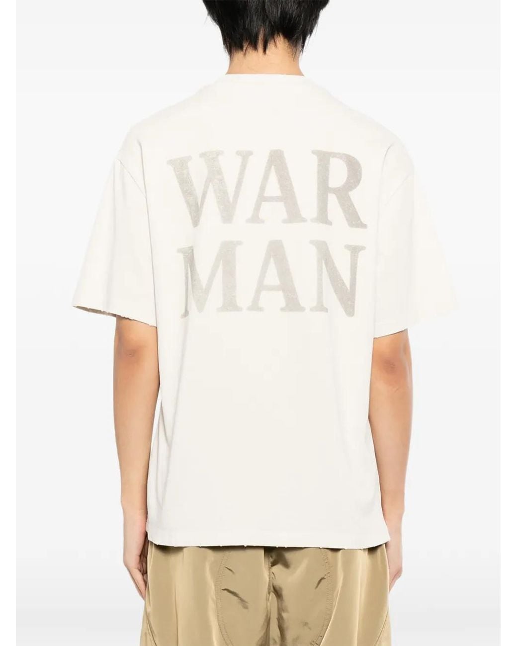 WARMAN White Cotton Printed T-Shirt for men