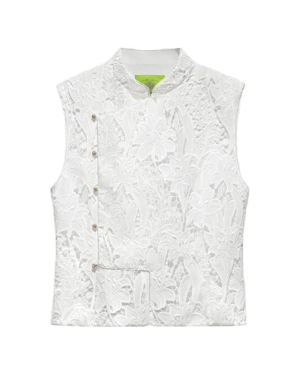 Shanghai Tang White Tang Lace-Embroidered Top