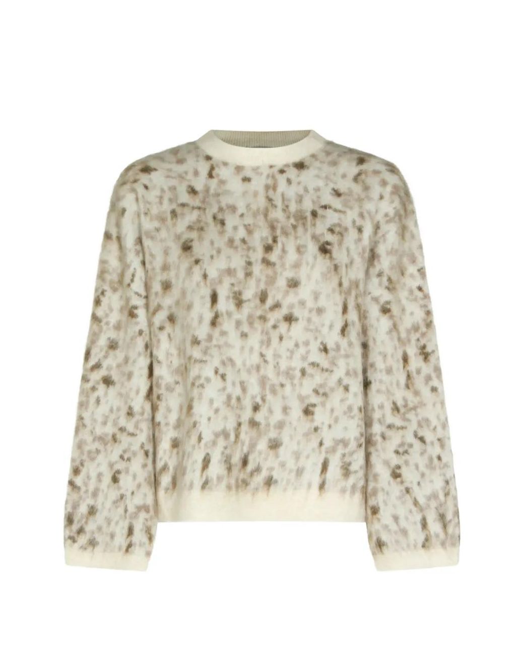 Brunello Cucinelli White Leopard-Print Mohair-Blend Sweater