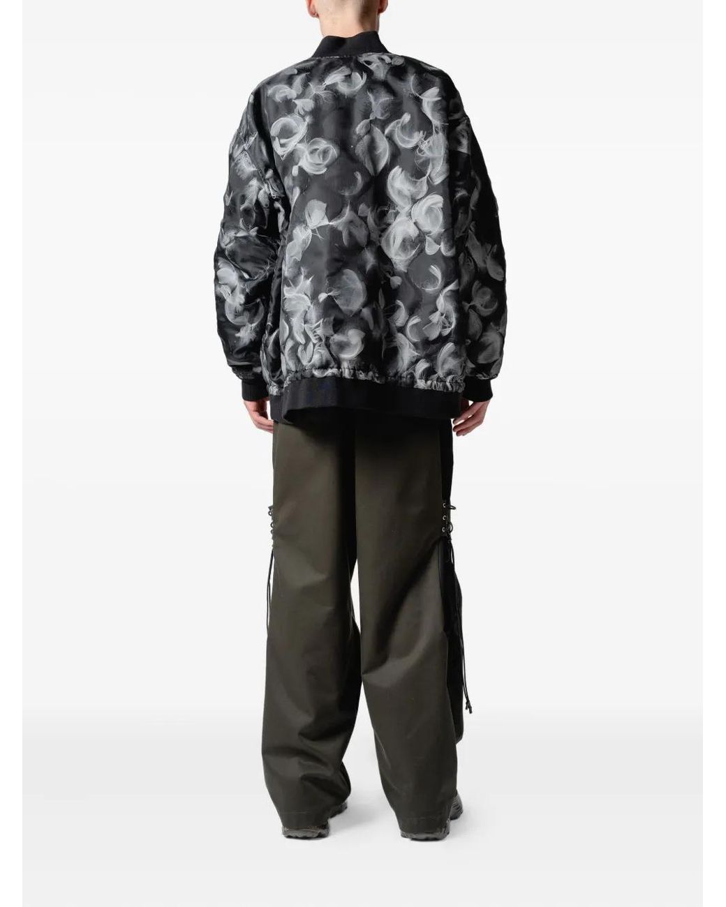 Yoshio Kubo Gray Feather-Print Bomber Jacket