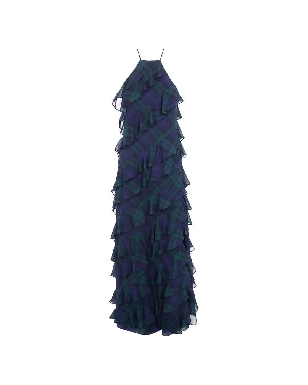 Ralph Lauren Blue Tartan Ruffled Dress