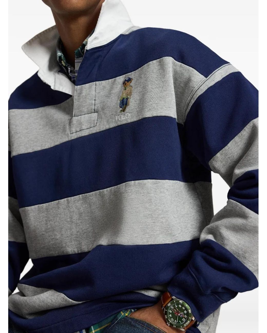 Polo Ralph Lauren Blue Polo Bear Striped Sweater for men