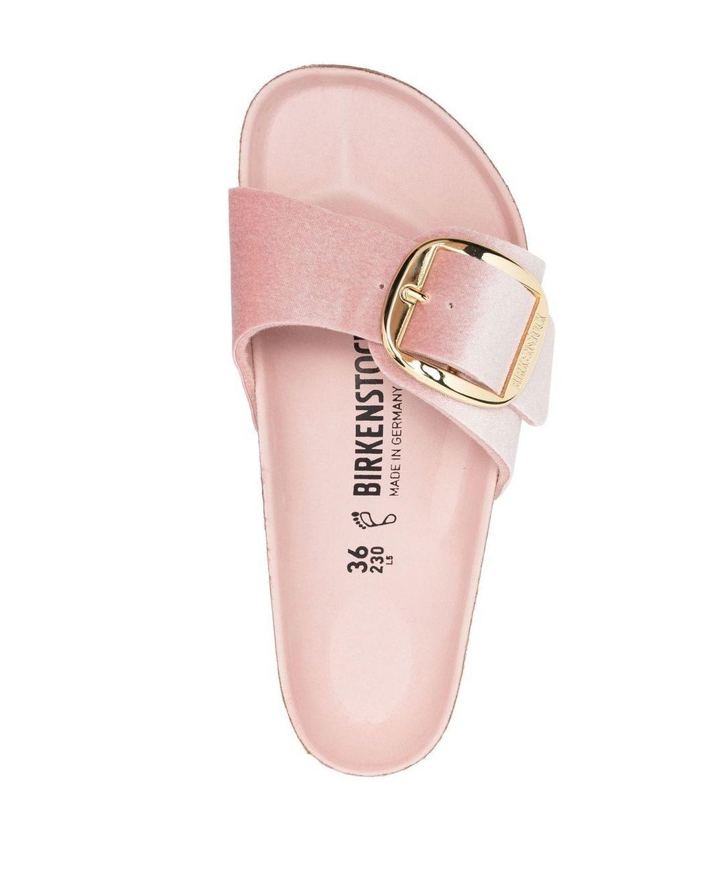 Birkenstock Madrid Big Buckle Velvet Slip-on Sandals in Pink | Lyst