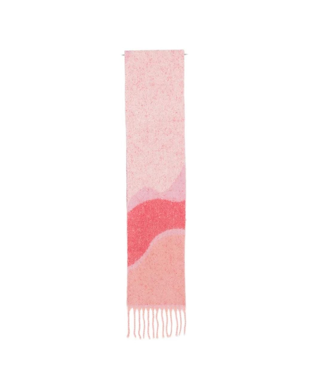 Verb to Do Pink Fringed Wavy-Pattern Scarf