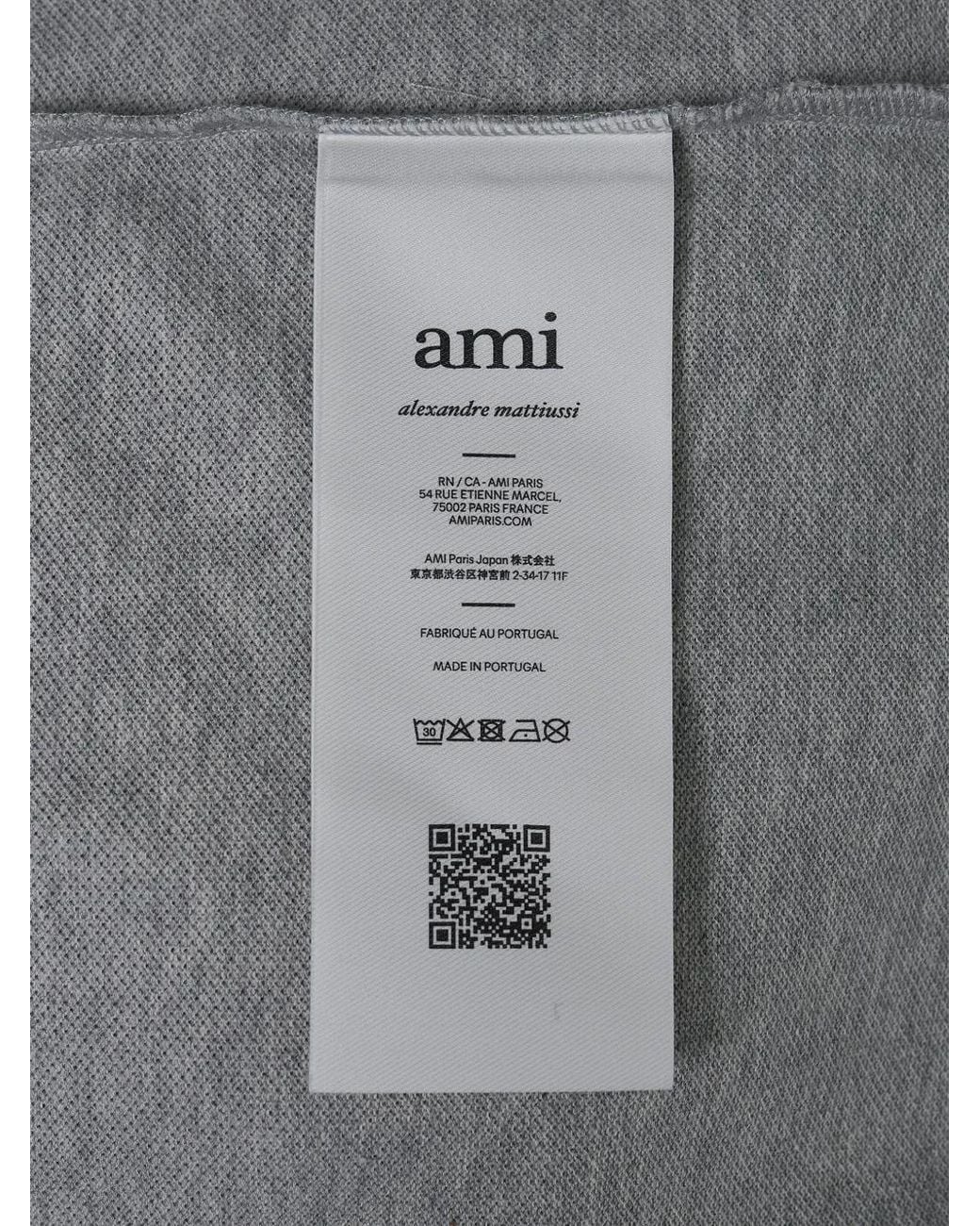 AMI Gray Contrasted Polo for men