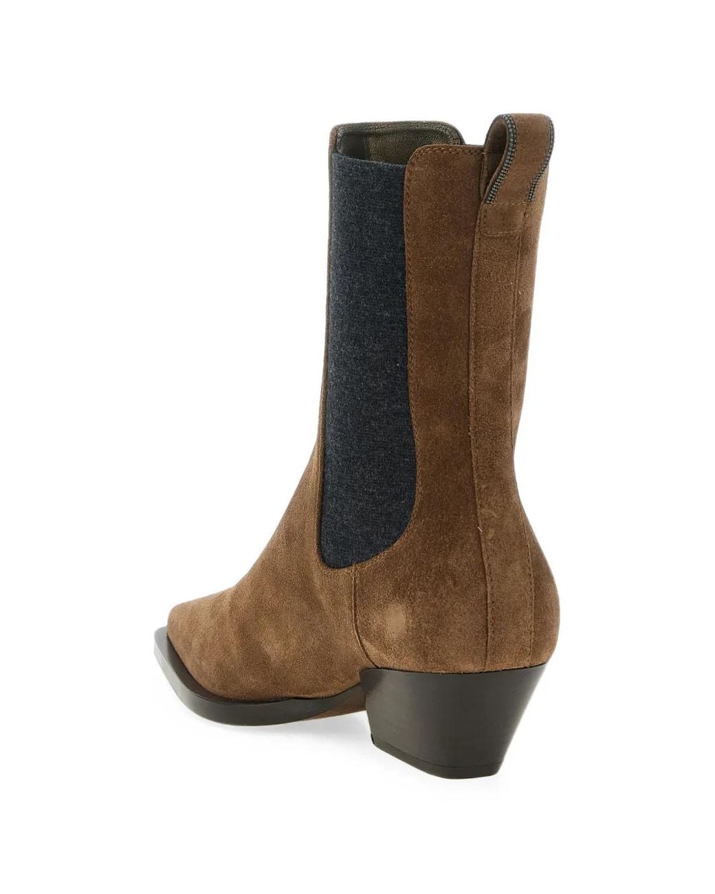 Brunello Cucinelli Brown Suede Chelsea Boots With Precious Loop Detail
