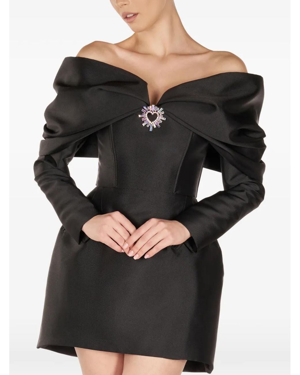ARAFTU Black Embellished-Detail Mini Dress