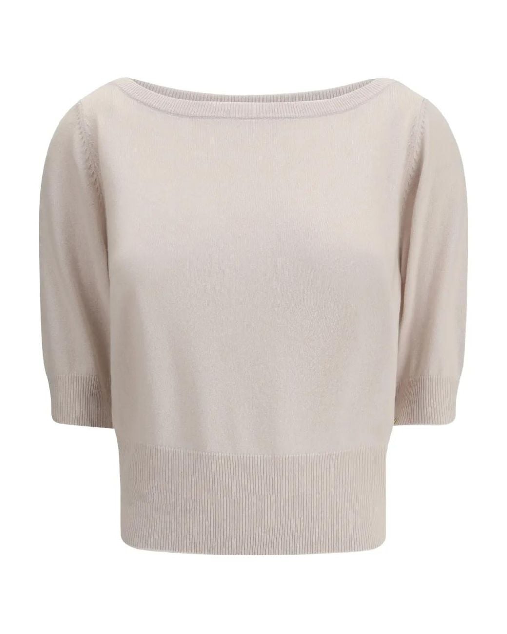 Extreme Cashmere White Puff-Sleeve Boat-Neck Knitwear