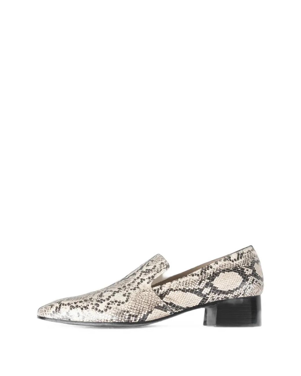 Cordera White Snake-Effect Heeled Loafers