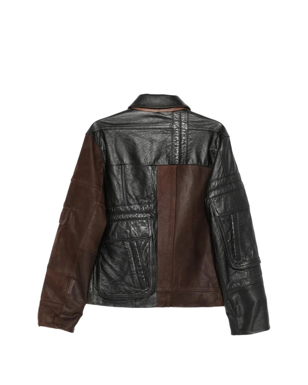 ALAINPAUL Black Panelled Leather Jacket