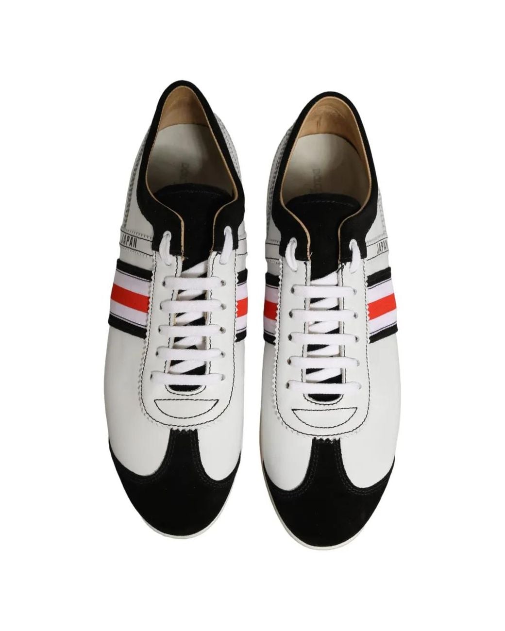 Dolce & Gabbana White Japan Stripe Leather Trainers