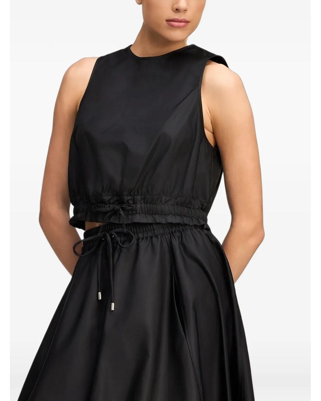 Cinq À Sept Black Elisabetta Drawstring Cropped Top