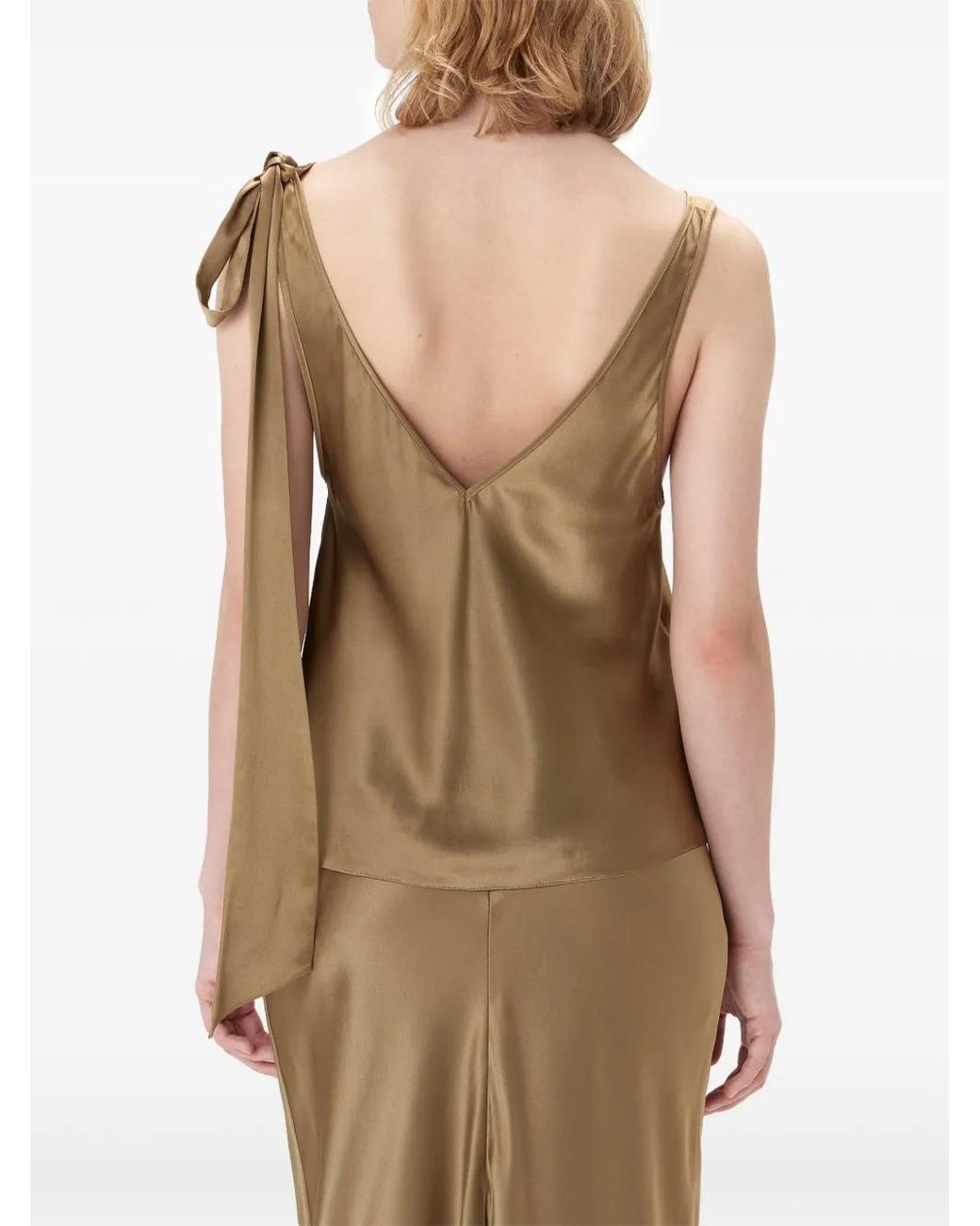 J.W. Anderson Brown Silk Tie-Detail Top