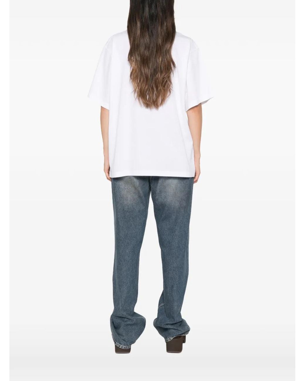 Balenciaga White Logo-Print Cotton T-Shirt