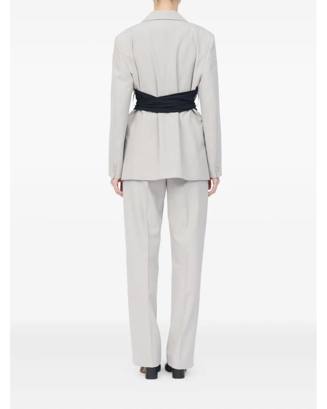 MM6 by Maison Margiela White Wool-Blend Blazer With Gloves