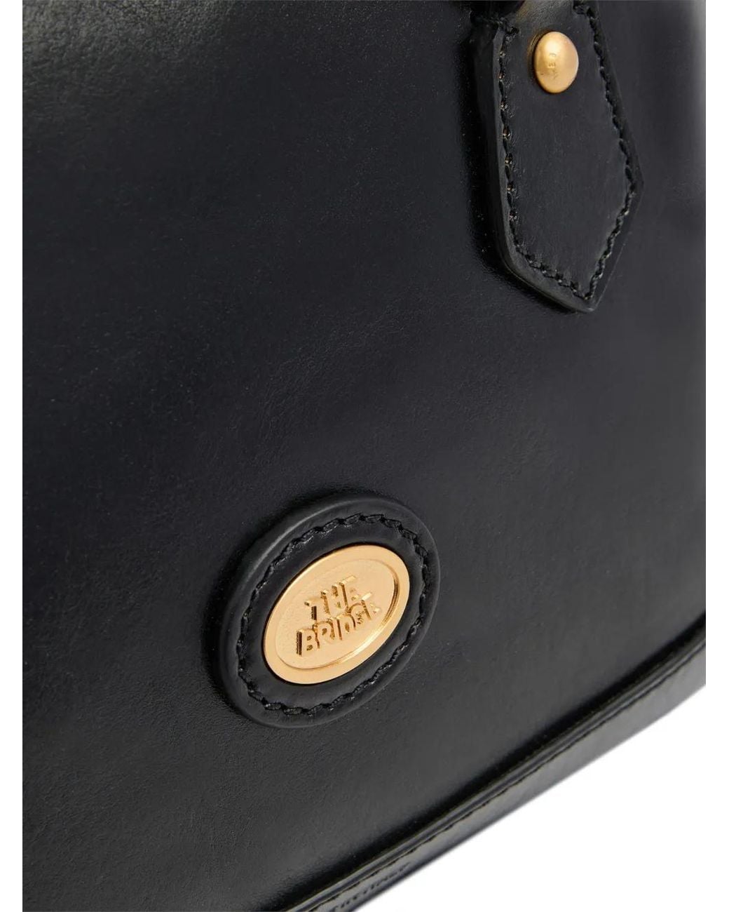 The Bridge Brown Logo-Plaque Leather Tote Bag