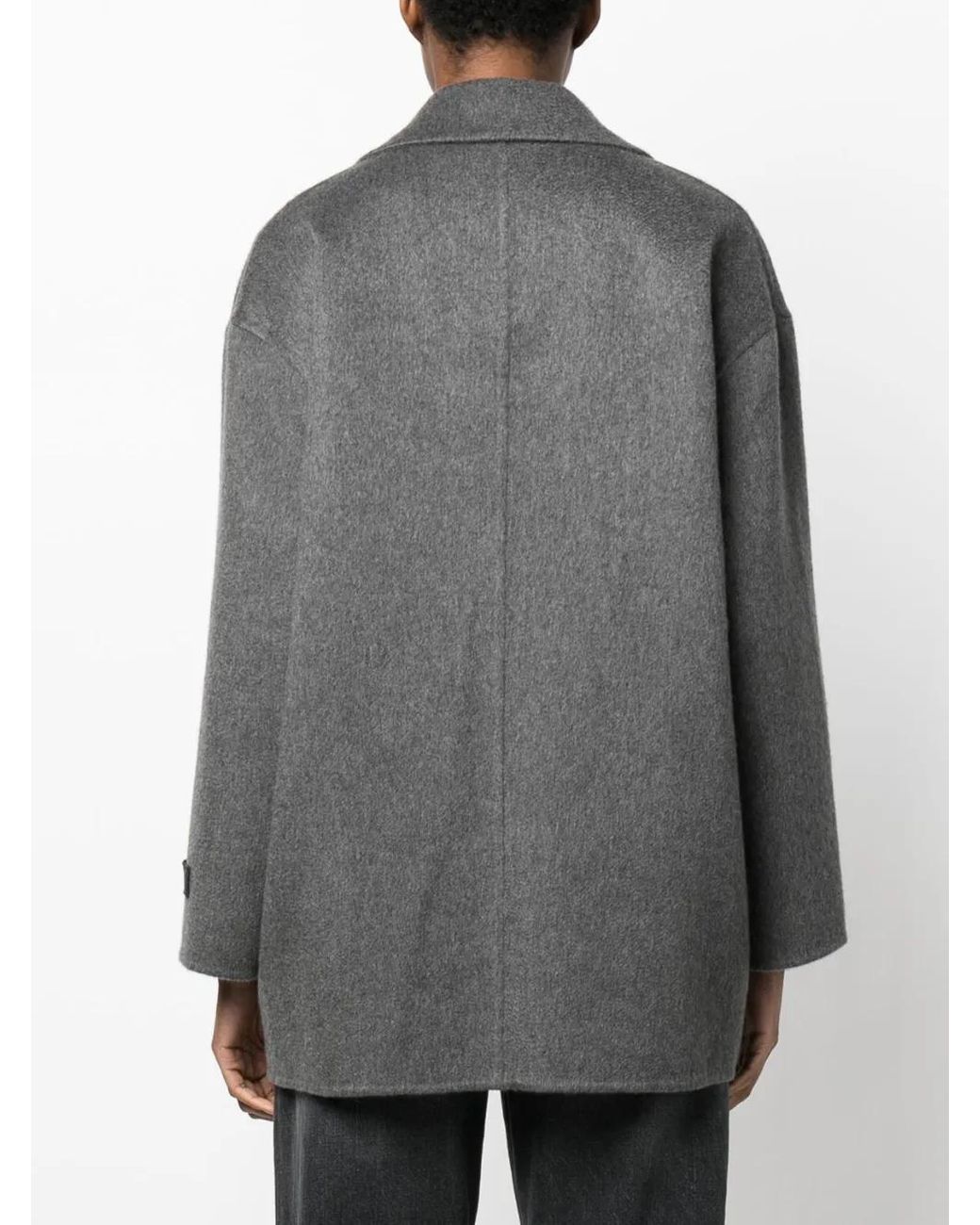 Brunello Cucinelli Gray Cashmere Monili Pea Coat