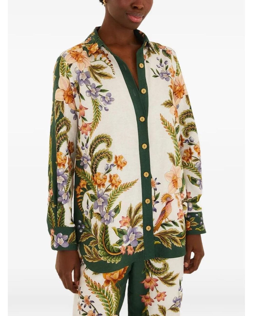 Farm Rio Green Nature Collared Buttoned Shirt