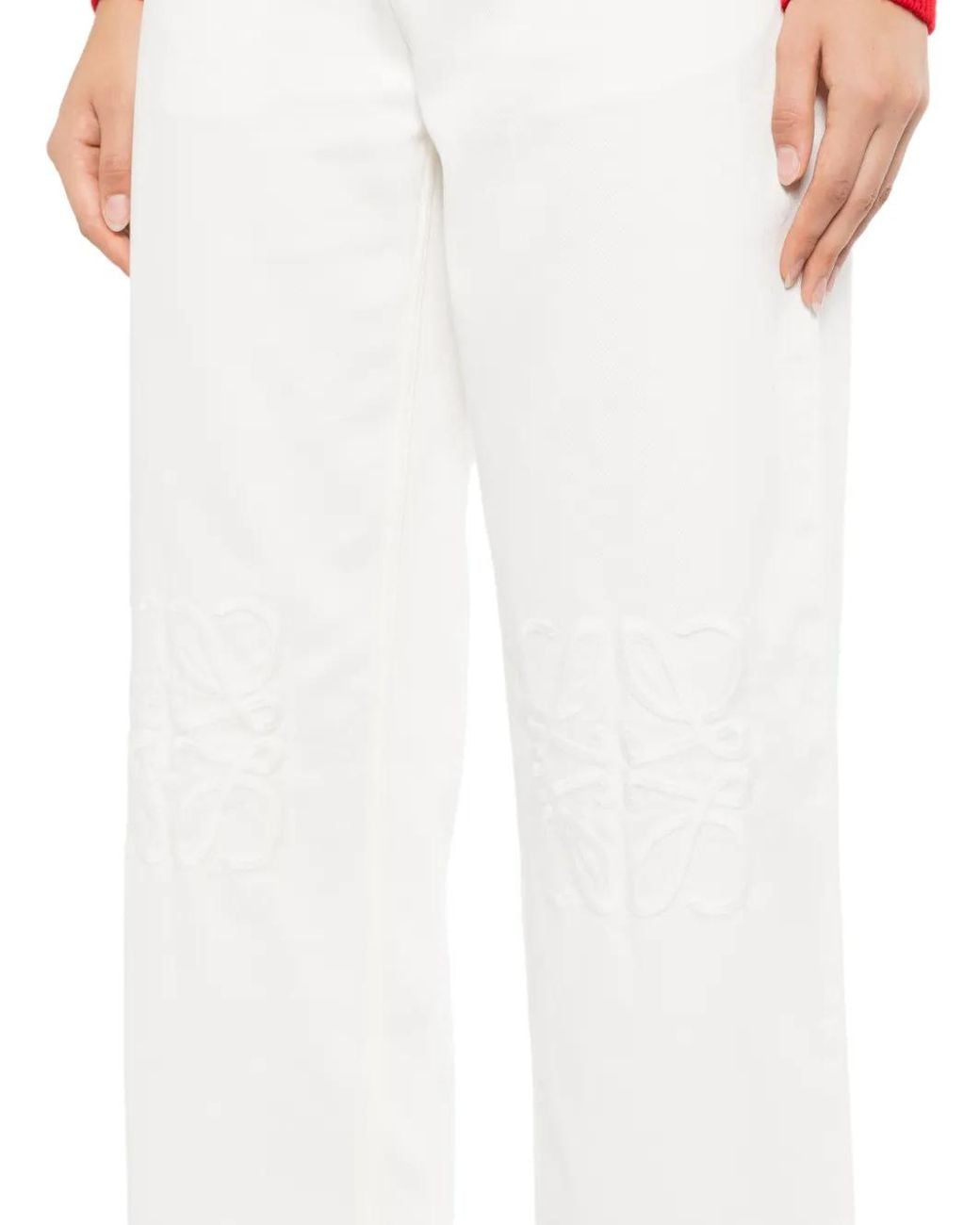 Loewe White Jean À Logo Brodé