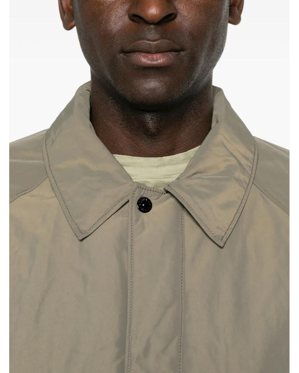 Stone Island Natural Logo-Patch Raglan-Sleeve Coat for men