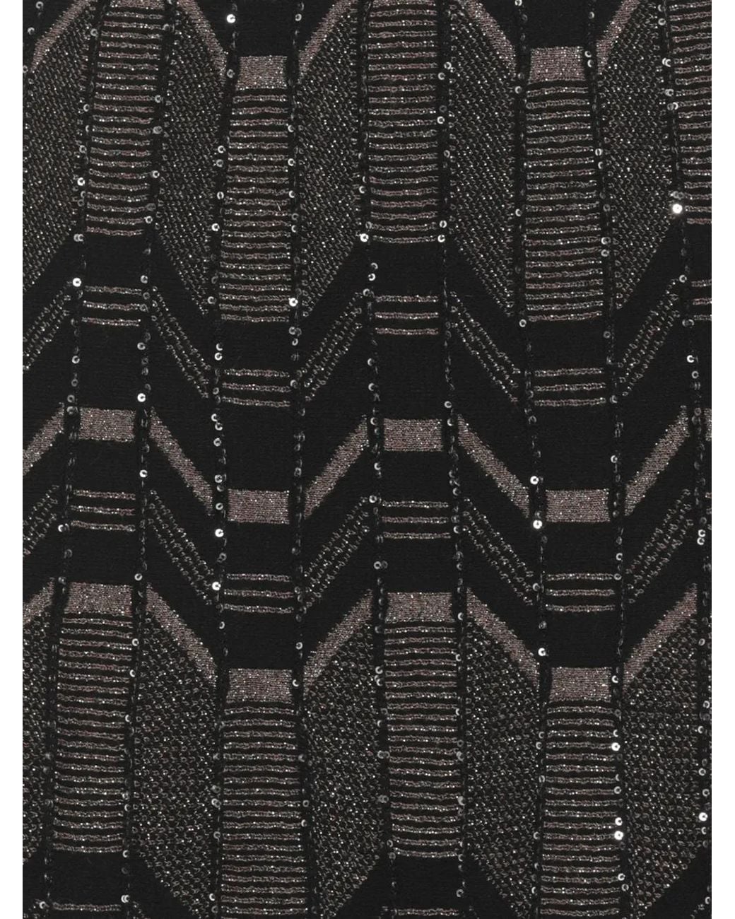 D.exterior Black Sequin-Embellished Geometric-Pattern Midi Skirt
